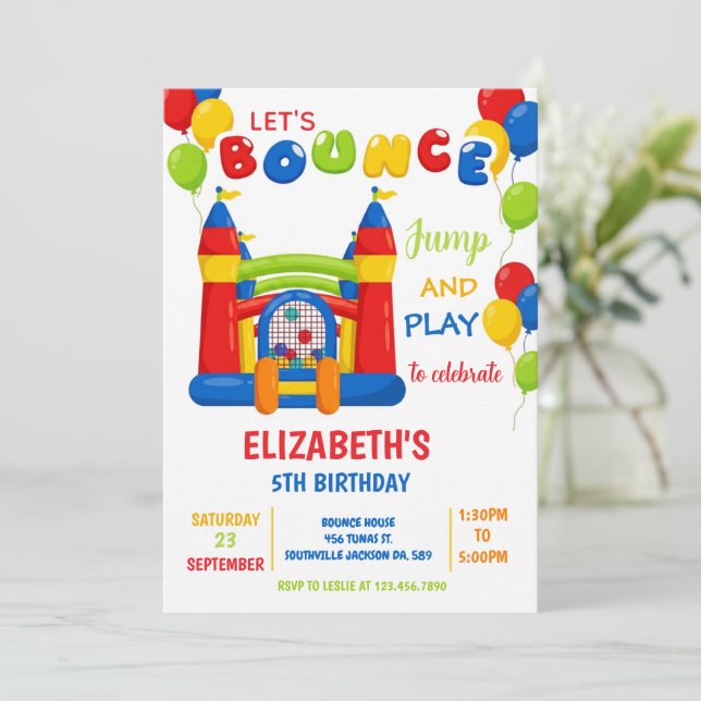 Invitación Bounce House Birthday Party Invitations (Anverso de pie)