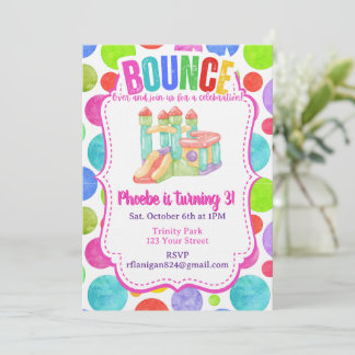 Invitación Bounce House Colorful Rainbow Birthday Party 