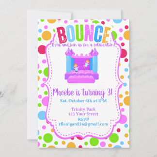 Invitación Bounce House Colorful Rainbow Birthday Party 