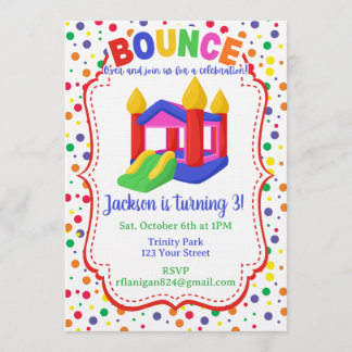 Invitación Bounce House Colorful Rainbow Birthday Party 