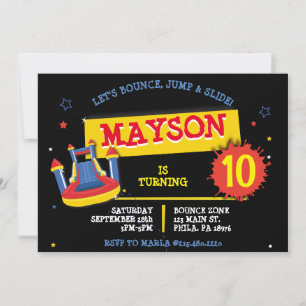 Invitación BOUNCE HOUSE SLIP y SLIDE Birday Party