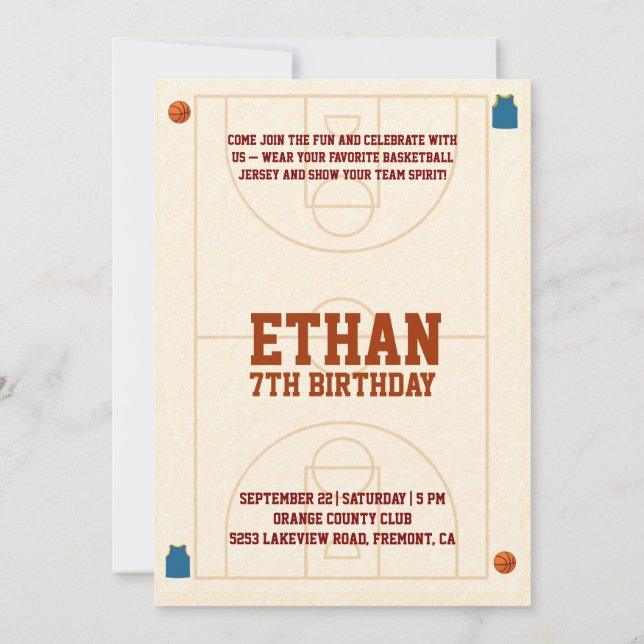 Invitación 🏀 Bounce into the best birthday ever! 🎉 (Reverso)