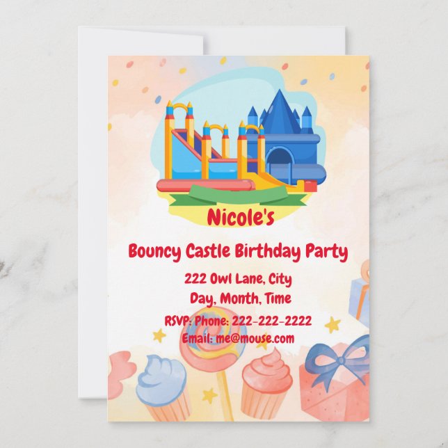 Invitación Bouncy Castle Adventure Park Birthday Party Invi (Reverso)