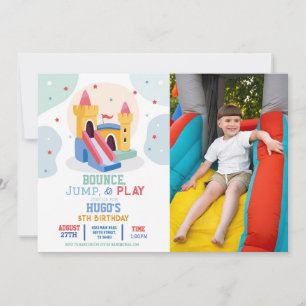Invitación Bouncy Castle Birthday Party Jump Bounding House