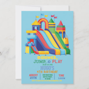 Invitación Bouncy Castle Birthday Party Jump Bounding House