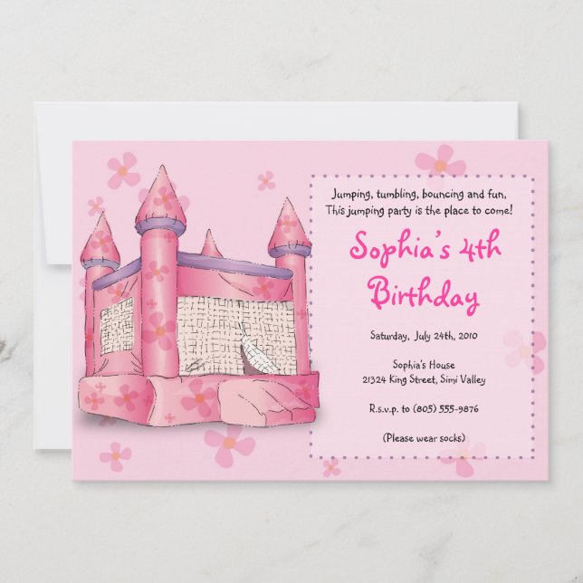 Invitación Bouncy Fun - ¡para Chicas! (Anverso)