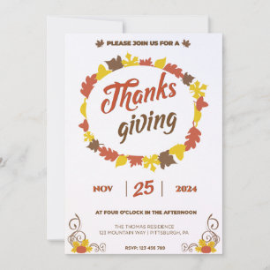 Invitación Bountiful banquete en hojas de calabaza leafy en c