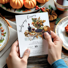Invitación Bountiful Table Rustic Thankding Dinner Pumpkin