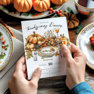 Invitación Bountiful Table Thankding Dinner Pumpkin