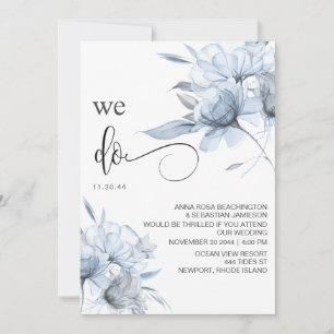 Invitación *~* Bouqet azul turbio RSVP QR AR15 BODA floral
