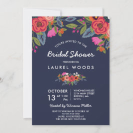 Invitación Bouquet bohemio - Ducha nupcial azul de la Marina