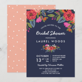 Invitación Bouquet bohemio - Ducha nupcial azul de la Marina