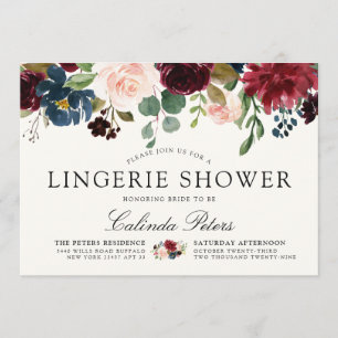 Invitación Bouquet de Borgoña  Ducha Floral de lencería