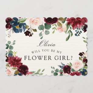 Invitación Bouquet de Borgoña  ¿Serás mi chica flor?
