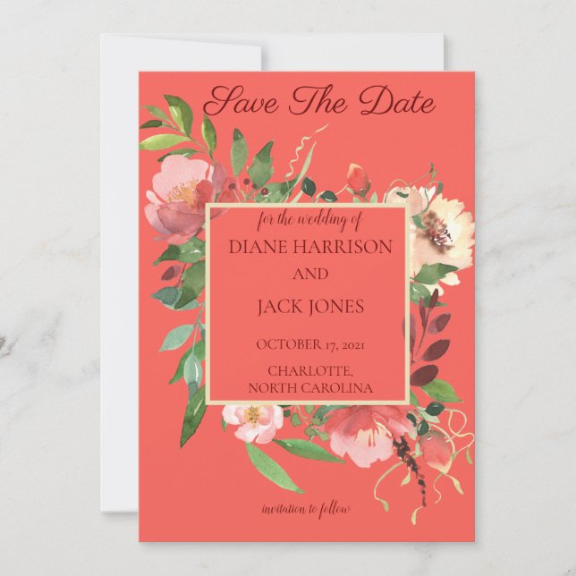 Invitación Bouquet de color de agua elegante (Anverso)