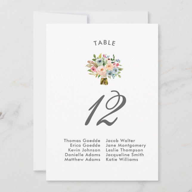 Invitación Bouquet de color dulce | Gráfico de asientos (Anverso)