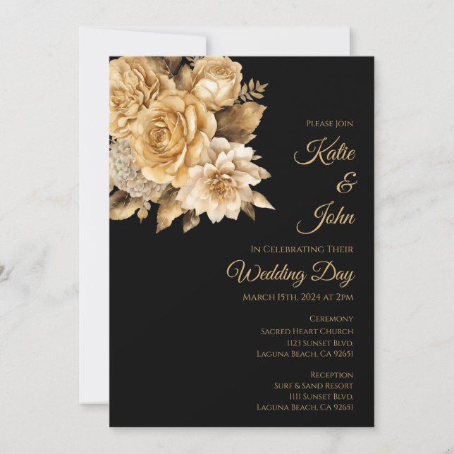 Invitación Bouquet de flor neutra- (Anverso)