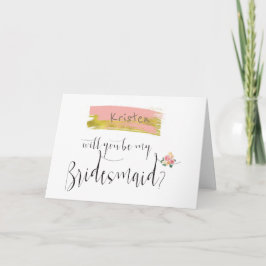 Invitación Bouquet De Floral Rosa Dorada Serás Mi Novia