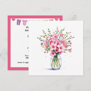 Invitación Bouquet de flores Baby Shower con pies de bebé