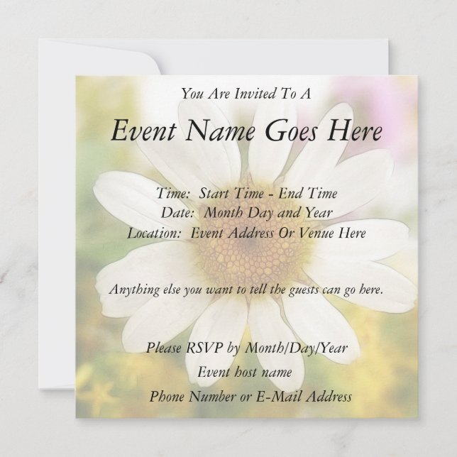 Invitación Bouquet de flores - Daisy blanco (Anverso)
