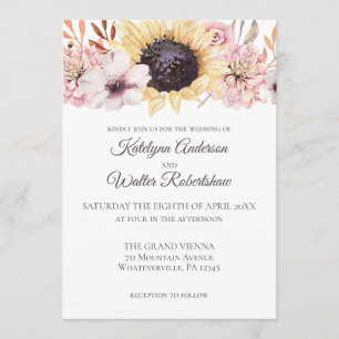 Invitación Bouquet de girasol Boda floral de verano tardío