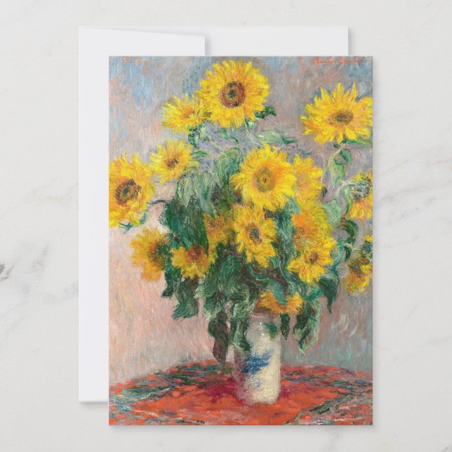 Invitación Bouquet de girasoles (1881) de Claude Monet (Anverso)