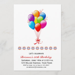 Invitación Bouquet de globos, cumpleaños