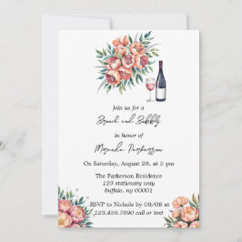 Invitación Bouquet de Peach con Brunch de Diamantes y Bubbly