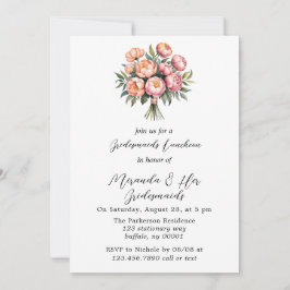 Invitación Bouquet de Peach con Diamonds Bridesmaids Luncheon