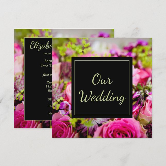 Invitación Bouquet de Rosas Boda (Anverso / Reverso)
