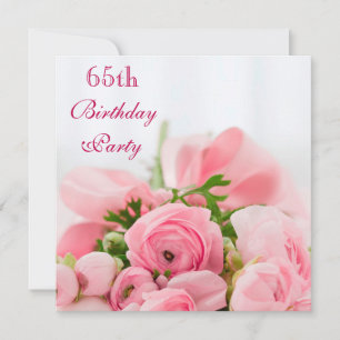 Invitación Bouquet de rosas rosadas 65 cumpleaños