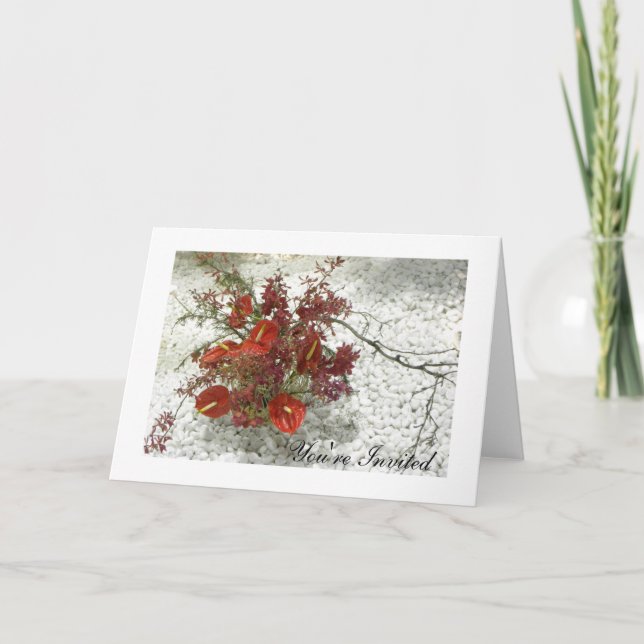 Invitación Bouquet East Zen Red Anthuriums (Anverso)