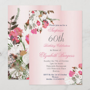 Invitación Bouquet Floral Elegante Rosa 60 cumpleaños