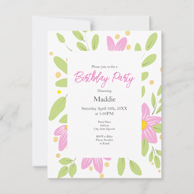 Invitación Bouquet floral rosa de ciruela suave (Anverso)