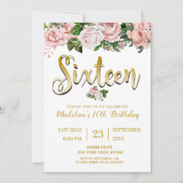 Invitación Bouquet floral rosa de Rubor | Dulce 16