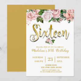 Invitación Bouquet floral rosa de Rubor | Dulce 16