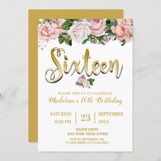 Invitación Bouquet floral rosa de Rubor | Dulce 16