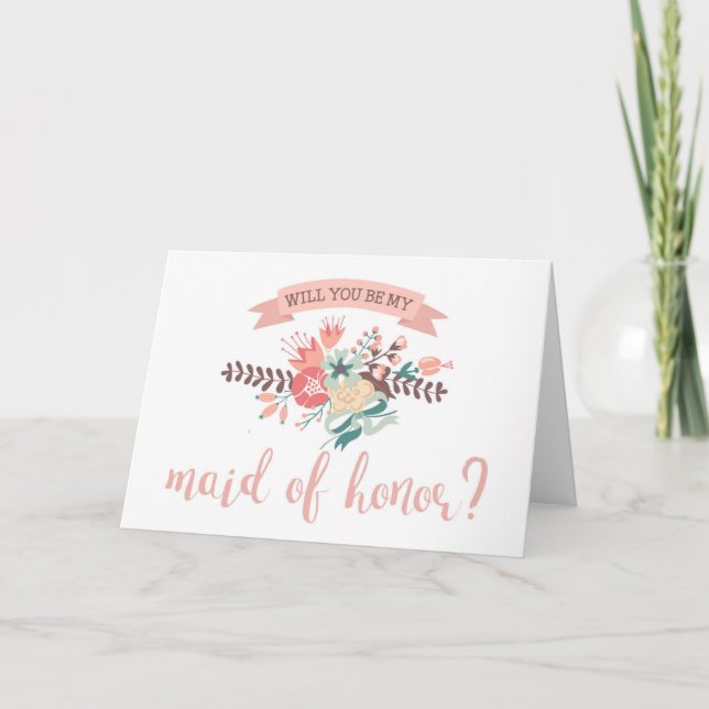 Invitación Bouquet floral ¿Serás mi empleada de honor? (Anverso)