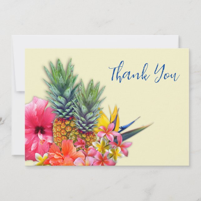 Invitación Bouquet hawaiano Gracias Cartas de Nota en Blanco (Anverso)