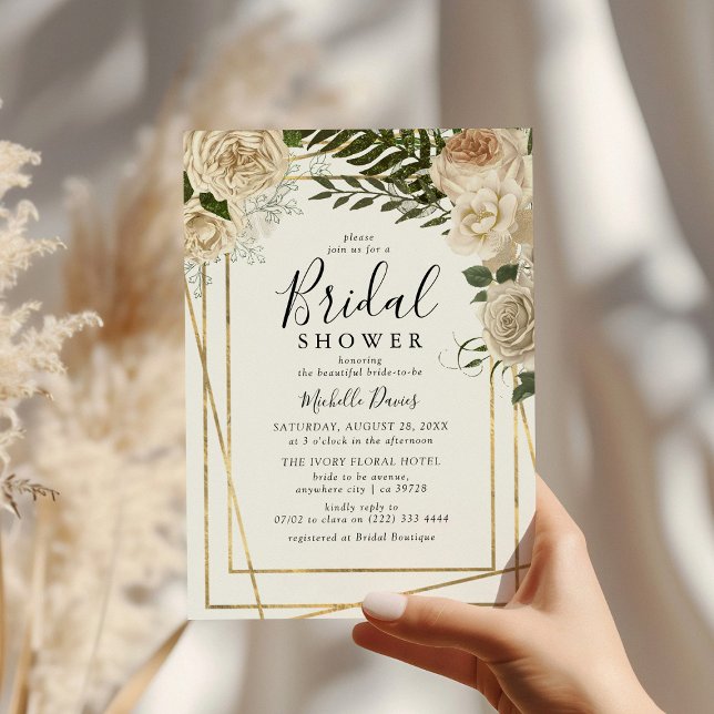 Invitación Bouquet Marfil Floral Elegante Ducha Bridal (Subido por el creador)
