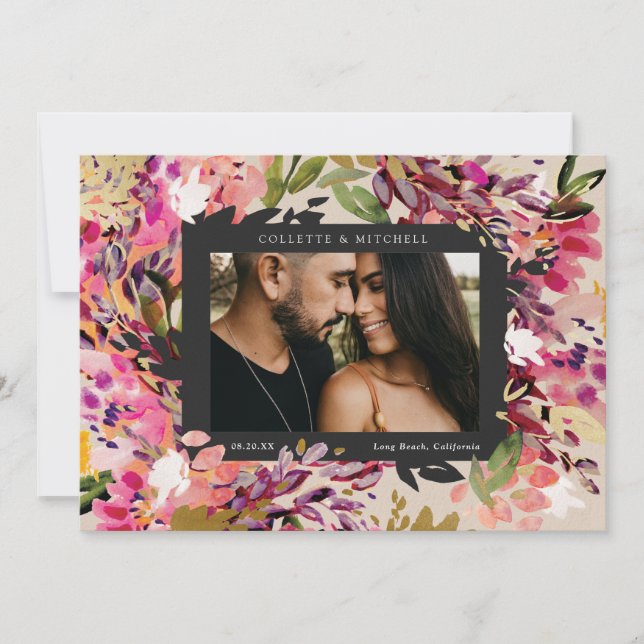 Invitación Bouquet romántico rosa caliente (Anverso)