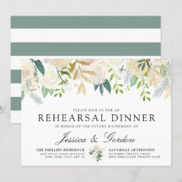 Invitación Bouquet rosa blanco | Cenas de ensayo de boda