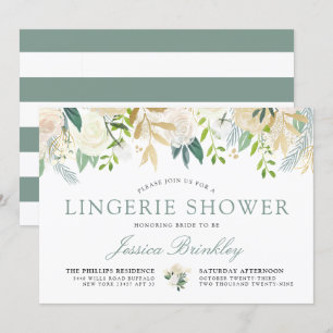 Invitación Bouquet rosa blanco   Floral Lingerie Shower