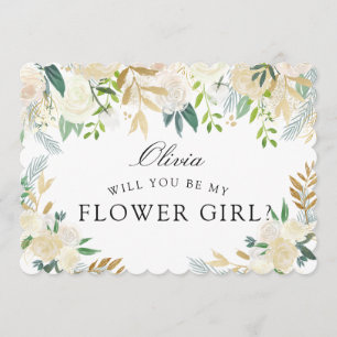 Invitación Bouquet Rosa blanco  ¿Serás mi chica flor?