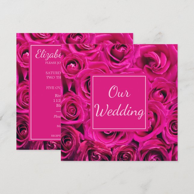 Invitación Bouquet rosa de los Rosas (Anverso / Reverso)