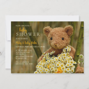 Invitación Bouquet Teddy Bear Baby Shower