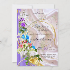 Invitación Bouquets de Rosas multicolores sobre texturas de s