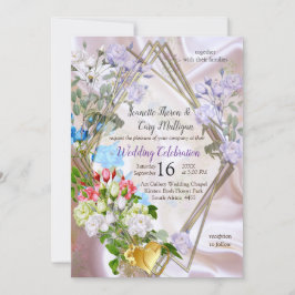 Invitación Bouquets de Rosas multicolores sobre texturas de s