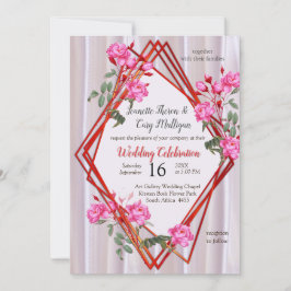 Invitación Bouquets de Rosas multicolores sobre texturas de s