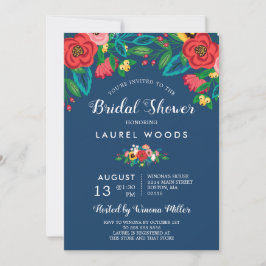 Invitación Bouquets populares coloridos - Ducha nupcial azul 